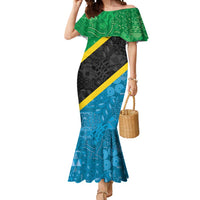 Tanzania 255 Mermaid Dress African Mix Pattern Flag Motif - Wonder Print Shop