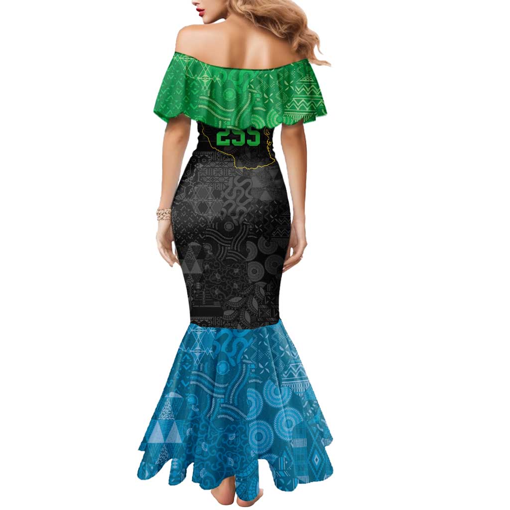 Tanzania 255 Mermaid Dress African Mix Pattern Flag Motif - Wonder Print Shop