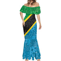 Tanzania 255 Mermaid Dress African Mix Pattern Flag Motif - Wonder Print Shop