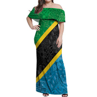 Tanzania 255 Off Shoulder Maxi Dress African Mix Pattern Flag Motif - Wonder Print Shop