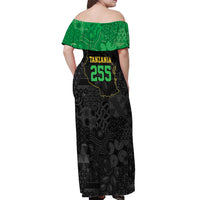 Tanzania 255 Off Shoulder Maxi Dress African Mix Pattern Flag Motif - Wonder Print Shop