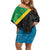 Tanzania 255 Off Shoulder Short Dress African Mix Pattern Flag Motif - Wonder Print Shop