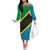 Tanzania 255 Off The Shoulder Long Sleeve Dress African Mix Pattern Flag Motif - Wonder Print Shop