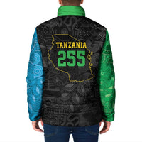 Tanzania 255 Padded Jacket African Mix Pattern Flag Motif - Wonder Print Shop