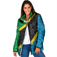 Tanzania 255 Padded Jacket African Mix Pattern Flag Motif - Wonder Print Shop