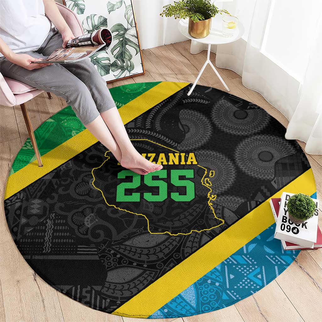 Tanzania 255 Round Carpet African Mix Pattern Flag Motif - Wonder Print Shop