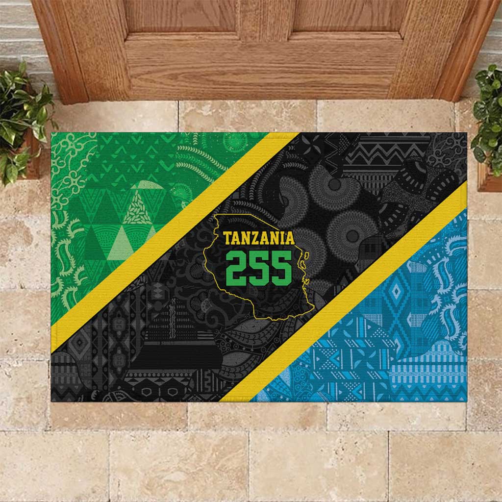 Tanzania 255 Rubber Doormat African Mix Pattern Flag Motif - Wonder Print Shop