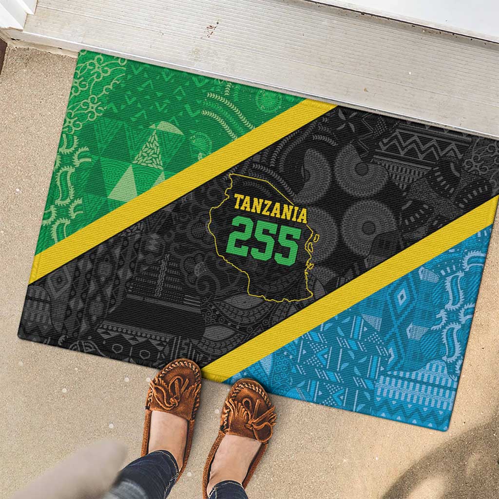 Tanzania 255 Rubber Doormat African Mix Pattern Flag Motif - Wonder Print Shop