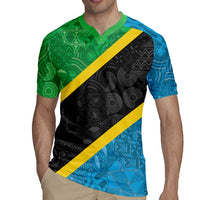 Tanzania 255 Rugby Jersey African Mix Pattern Flag Motif - Wonder Print Shop
