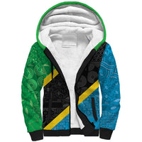Tanzania 255 Sherpa Hoodie African Mix Pattern Flag Motif - Wonder Print Shop