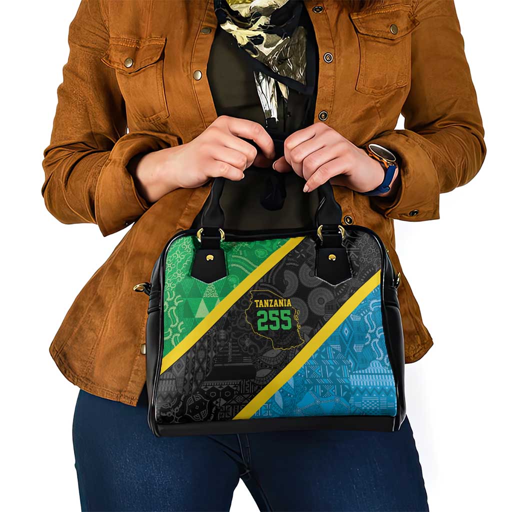 Tanzania 255 Shoulder Handbag African Mix Pattern Flag Motif - Wonder Print Shop