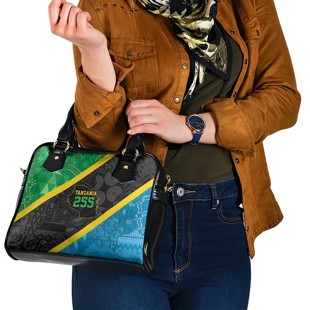 Tanzania 255 Shoulder Handbag African Mix Pattern Flag Motif - Wonder Print Shop