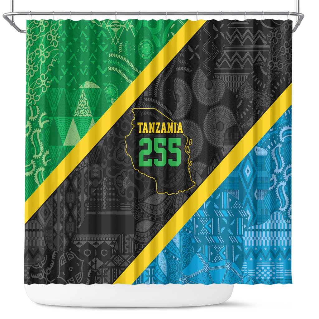 Tanzania 255 Shower Curtain African Mix Pattern Flag Motif - Wonder Print Shop