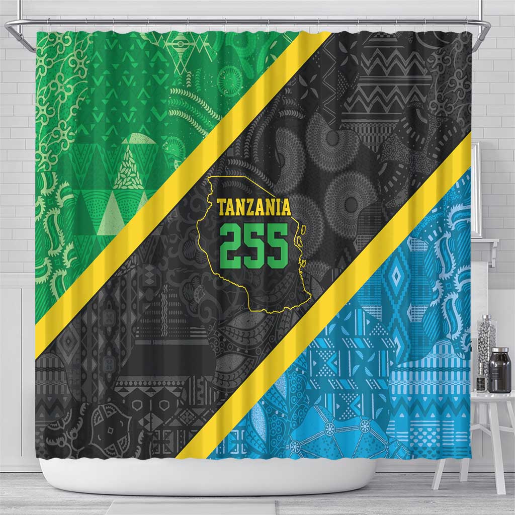 Tanzania 255 Shower Curtain African Mix Pattern Flag Motif - Wonder Print Shop