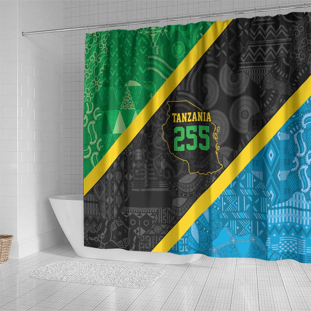 Tanzania 255 Shower Curtain African Mix Pattern Flag Motif - Wonder Print Shop