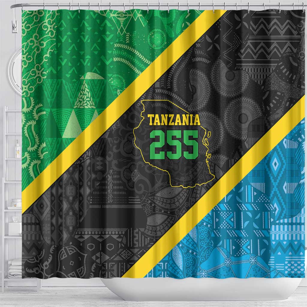 Tanzania 255 Shower Curtain African Mix Pattern Flag Motif - Wonder Print Shop