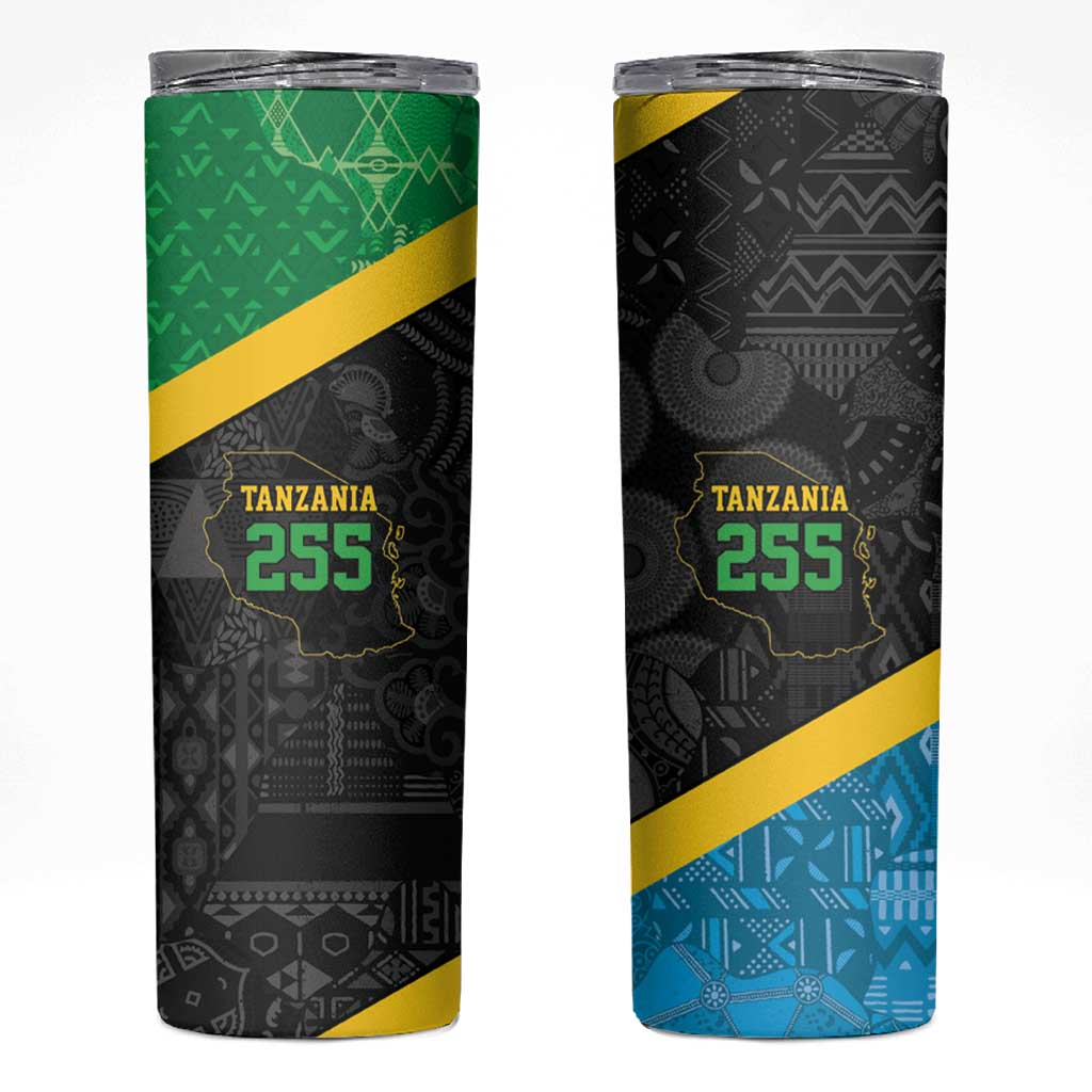 Tanzania 255 Skinny Tumbler African Mix Pattern Flag Motif - Wonder Print Shop