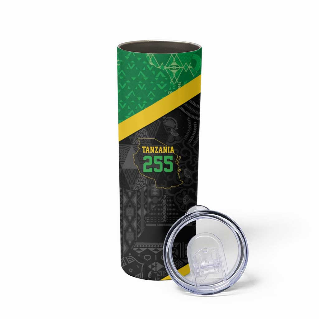 Tanzania 255 Skinny Tumbler African Mix Pattern Flag Motif - Wonder Print Shop