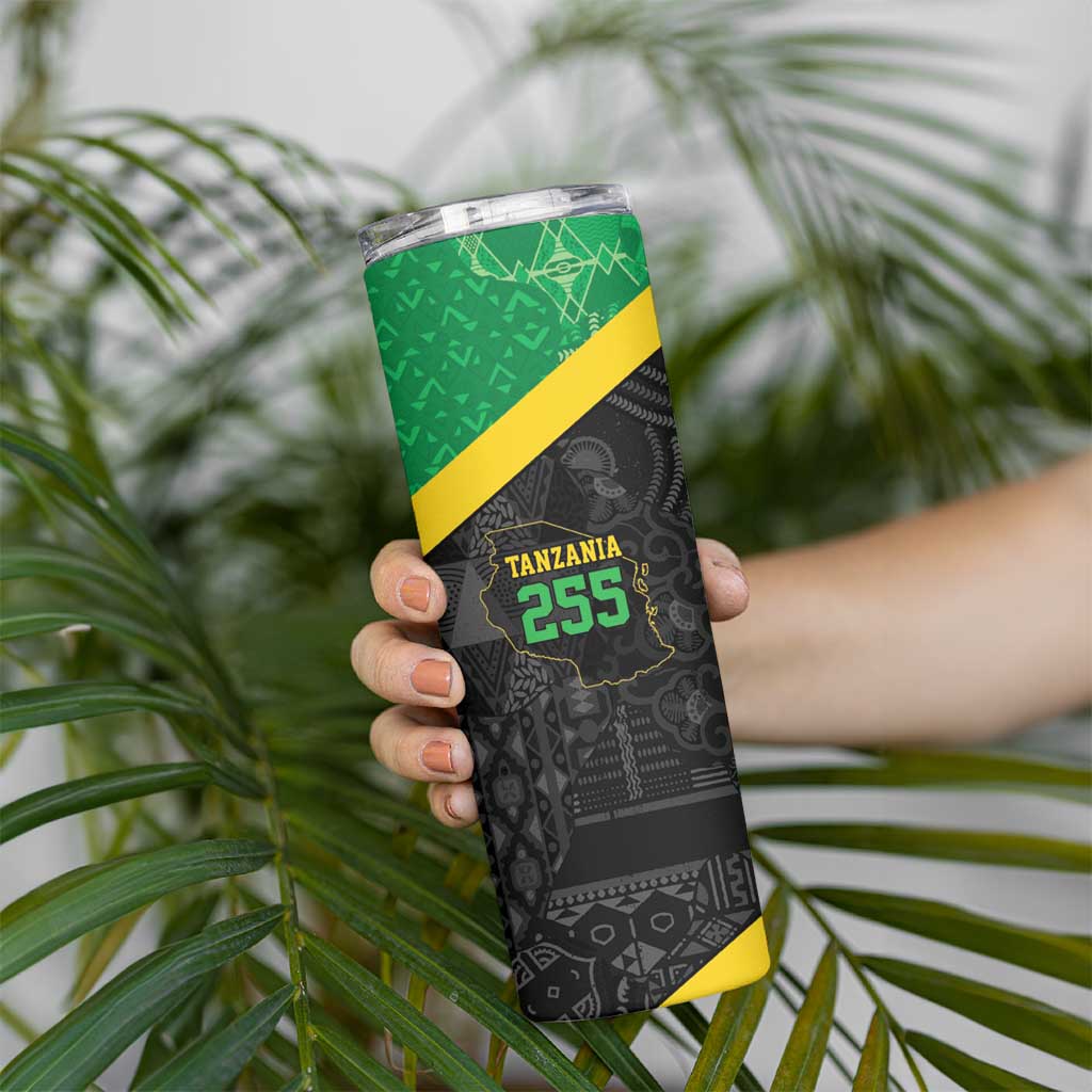 Tanzania 255 Skinny Tumbler African Mix Pattern Flag Motif - Wonder Print Shop