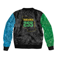 Tanzania 255 Sleeve Zip Bomber Jacket African Mix Pattern Flag Motif - Wonder Print Shop