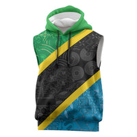 Tanzania 255 Sleeveless Hoodie African Mix Pattern Flag Motif - Wonder Print Shop