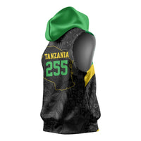 Tanzania 255 Sleeveless Hoodie African Mix Pattern Flag Motif - Wonder Print Shop