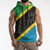Tanzania 255 Sleeveless Hoodie African Mix Pattern Flag Motif - Wonder Print Shop