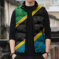 Tanzania 255 Sleeveless Puffer Jacket African Mix Pattern Flag Motif - Wonder Print Shop