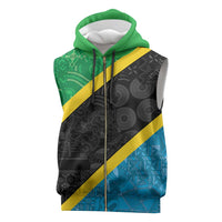 Tanzania 255 Sleeveless Zip Hoodie African Mix Pattern Flag Motif - Wonder Print Shop