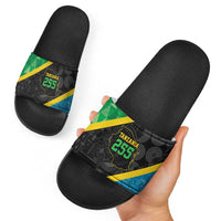 Tanzania 255 Slide Sandals African Mix Pattern Flag Motif - Wonder Print Shop