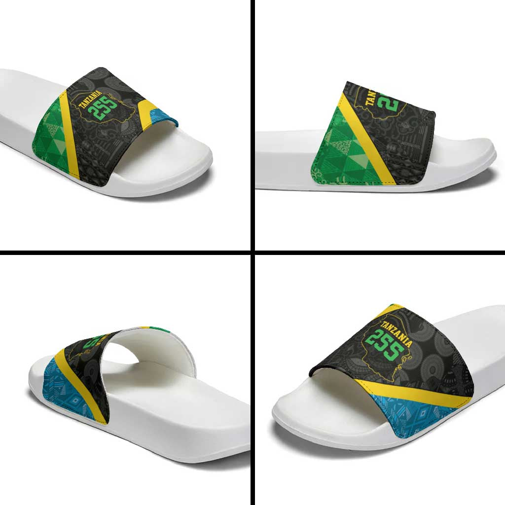 Tanzania 255 Slide Sandals African Mix Pattern Flag Motif - Wonder Print Shop