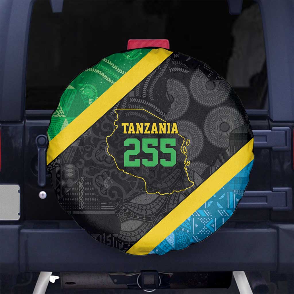 Tanzania 255 Spare Tire Cover African Mix Pattern Flag Motif - Wonder Print Shop
