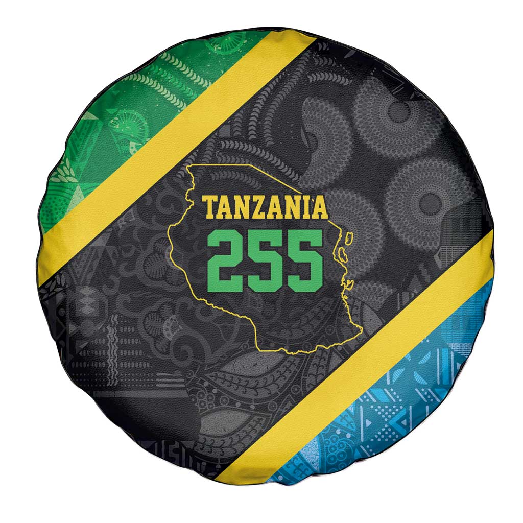 Tanzania 255 Spare Tire Cover African Mix Pattern Flag Motif - Wonder Print Shop