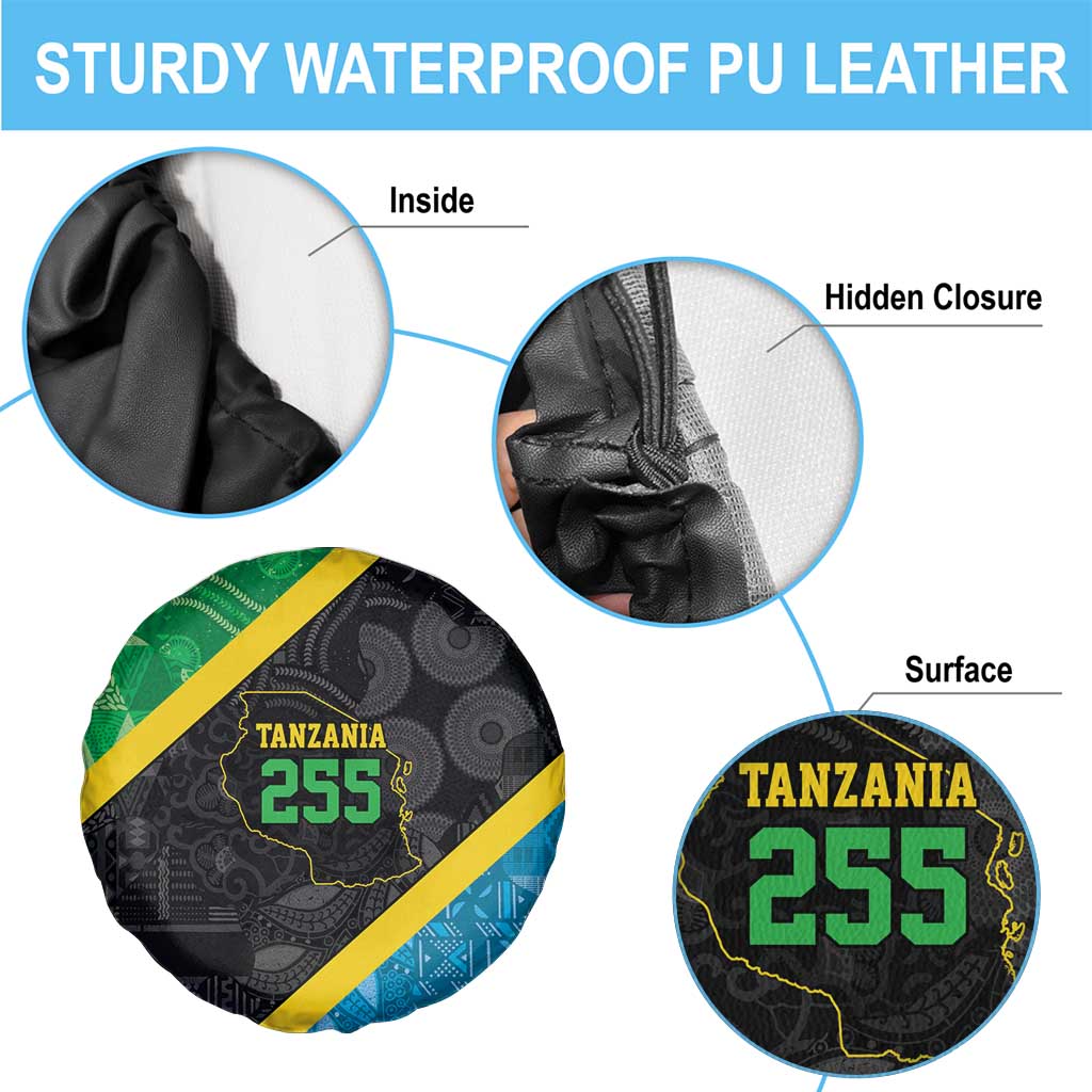 Tanzania 255 Spare Tire Cover African Mix Pattern Flag Motif - Wonder Print Shop