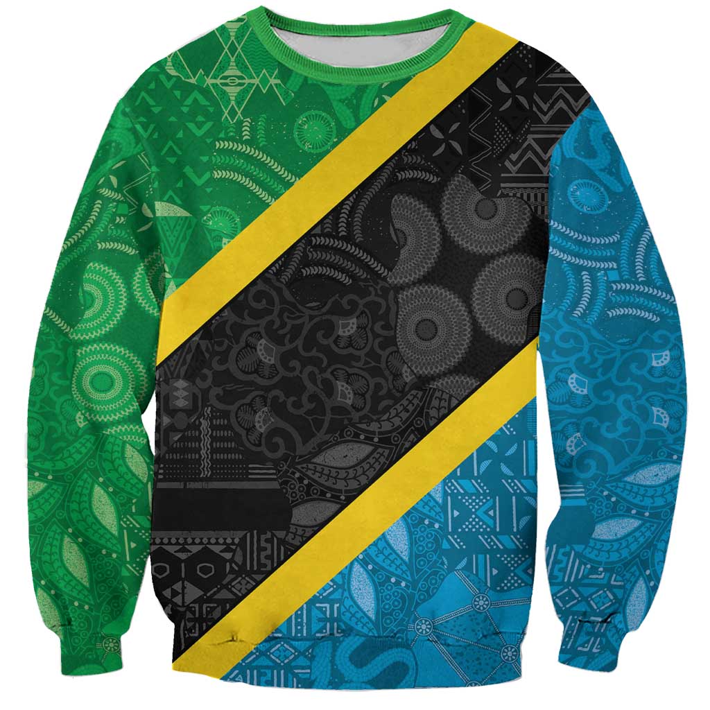 Tanzania 255 Sweatshirt African Mix Pattern Flag Motif - Wonder Print Shop