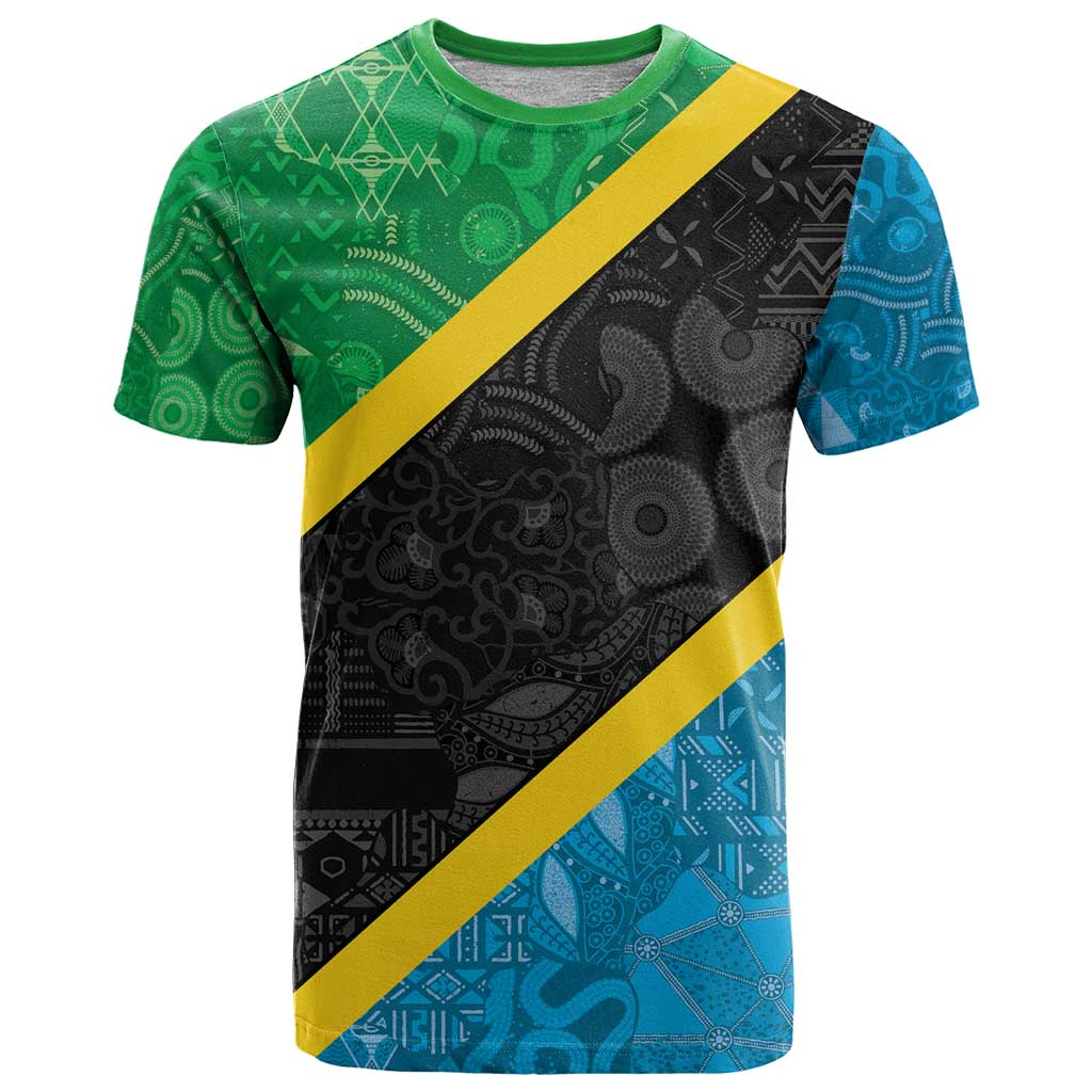 Tanzania 255 T Shirt African Mix Pattern Flag Motif - Wonder Print Shop