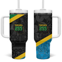 Tanzania 255 Tumbler With Handle African Mix Pattern Flag Motif - Wonder Print Shop