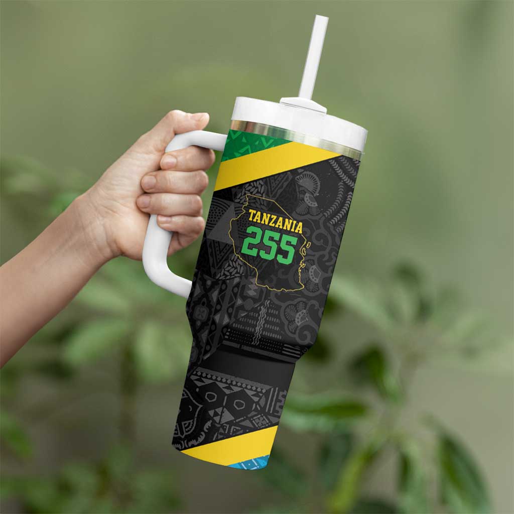 Tanzania 255 Tumbler With Handle African Mix Pattern Flag Motif - Wonder Print Shop