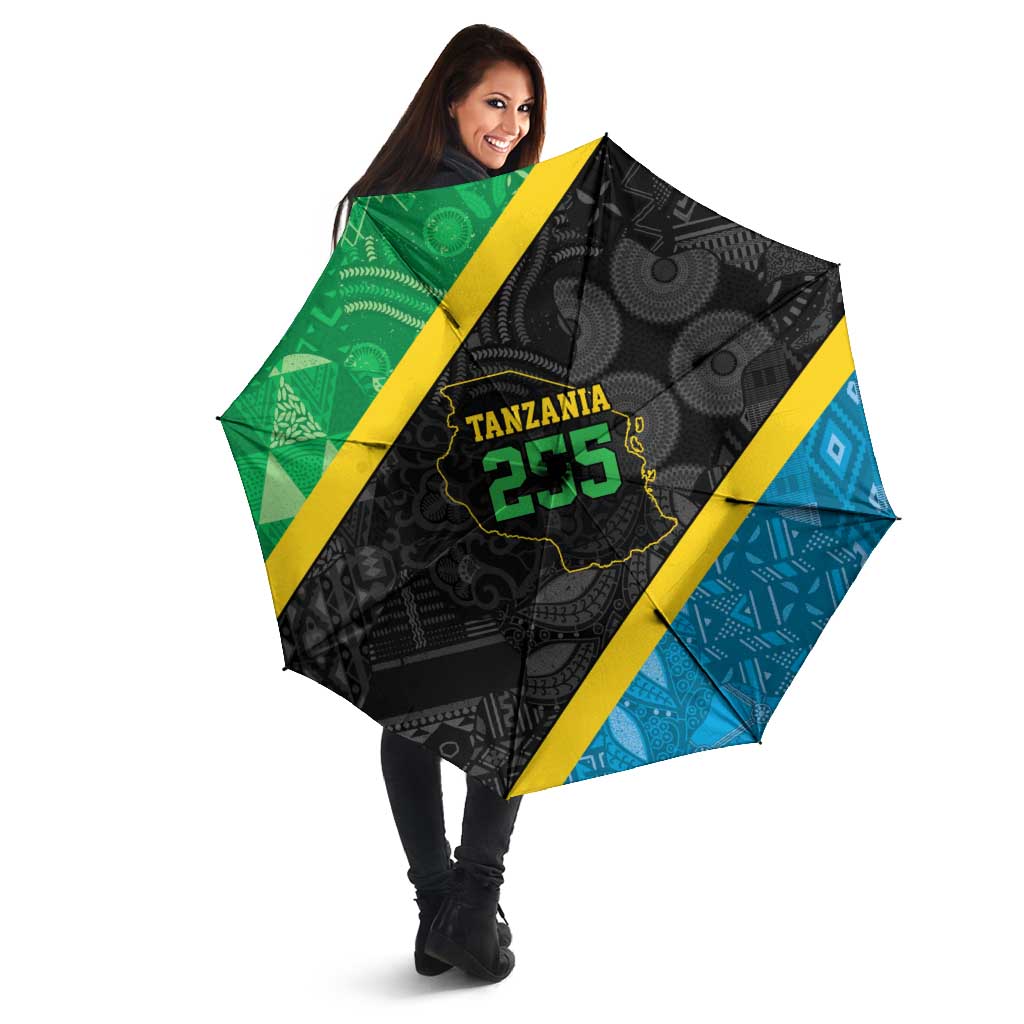 Tanzania 255 Umbrella African Mix Pattern Flag Motif - Wonder Print Shop