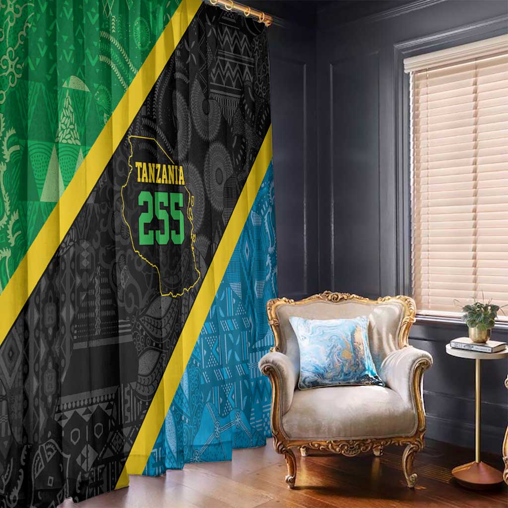 Tanzania 255 Window Curtain African Mix Pattern Flag Motif - Wonder Print Shop