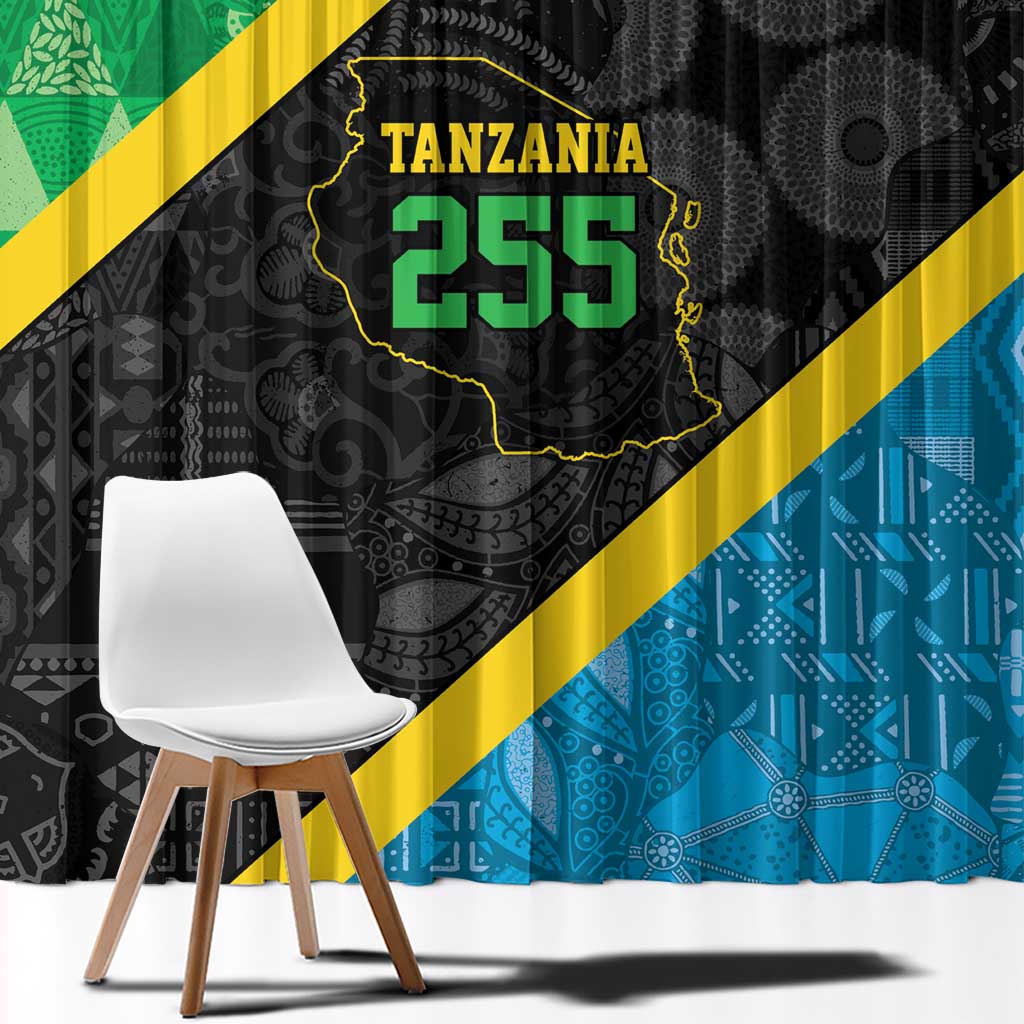 Tanzania 255 Window Curtain African Mix Pattern Flag Motif - Wonder Print Shop