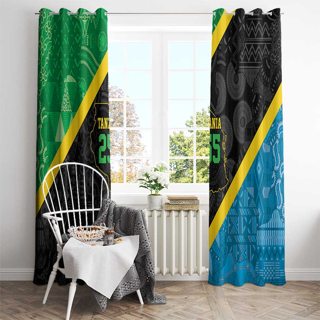 Tanzania 255 Window Curtain African Mix Pattern Flag Motif - Wonder Print Shop
