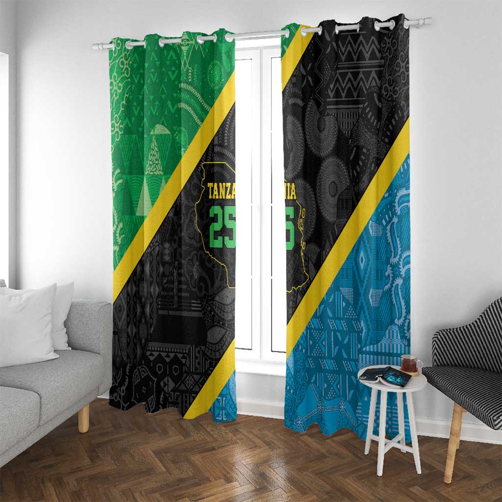 Tanzania 255 Window Curtain African Mix Pattern Flag Motif - Wonder Print Shop