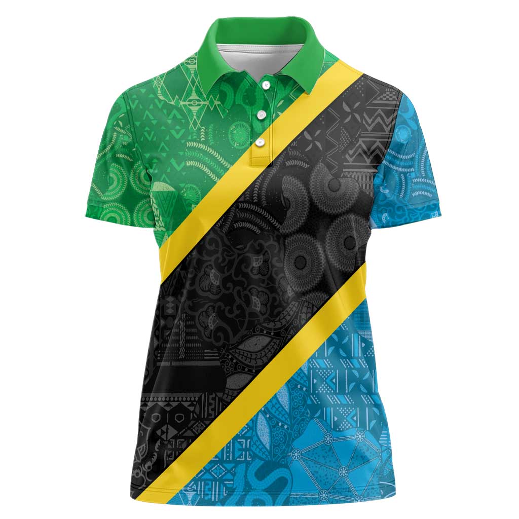 Tanzania 255 Women Polo Shirt African Mix Pattern Flag Motif - Wonder Print Shop