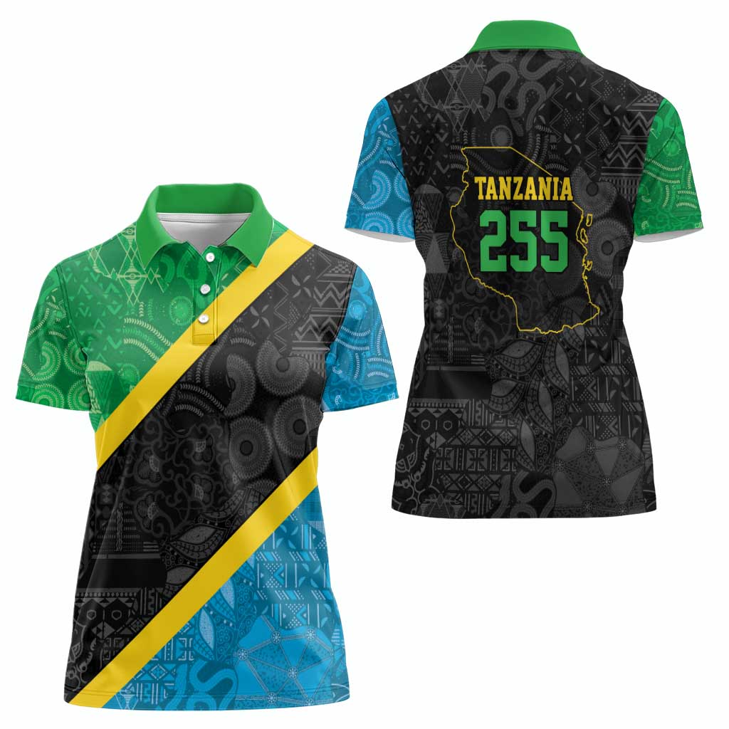 Tanzania 255 Women Polo Shirt African Mix Pattern Flag Motif - Wonder Print Shop