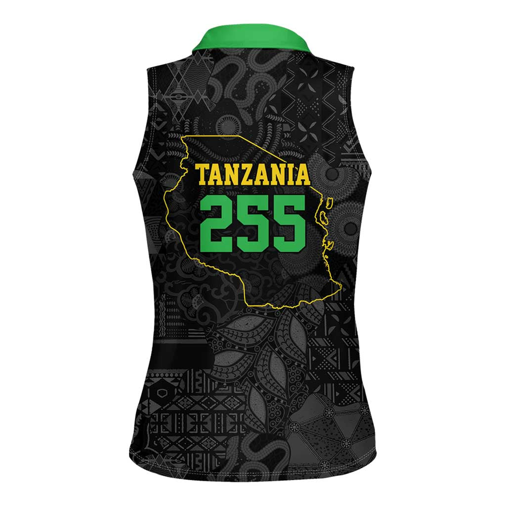 Tanzania 255 Women Sleeveless Polo Shirt African Mix Pattern Flag Motif - Wonder Print Shop