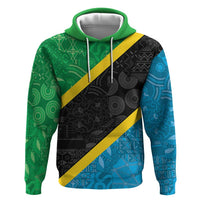 Tanzania 255 Zip Hoodie African Mix Pattern Flag Motif - Wonder Print Shop