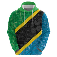 Tanzania 255 Zip Hoodie African Mix Pattern Flag Motif - Wonder Print Shop