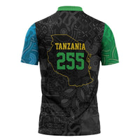 Tanzania 255 Zipper Polo Shirt African Mix Pattern Flag Motif - Wonder Print Shop