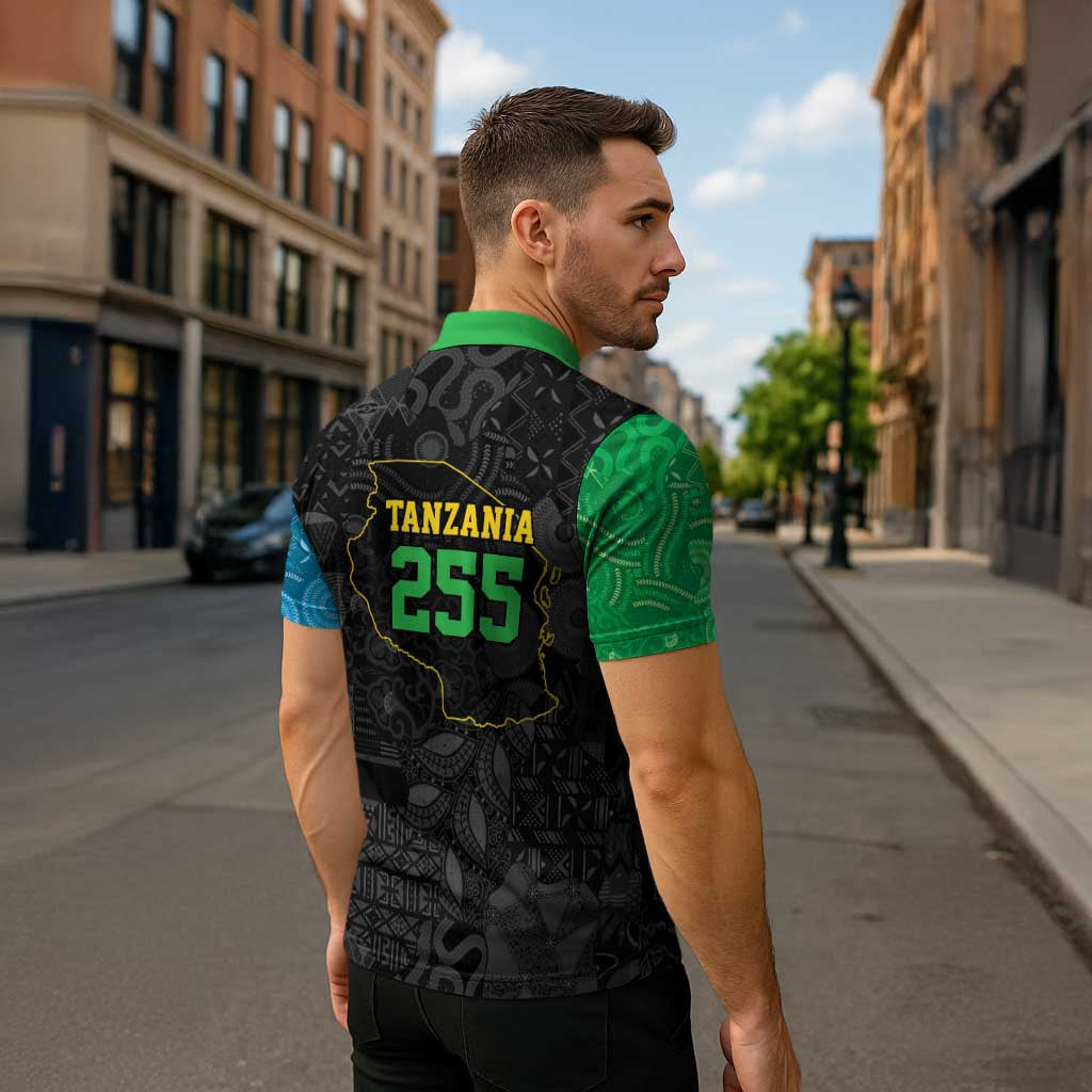 Tanzania 255 Zipper Polo Shirt African Mix Pattern Flag Motif - Wonder Print Shop